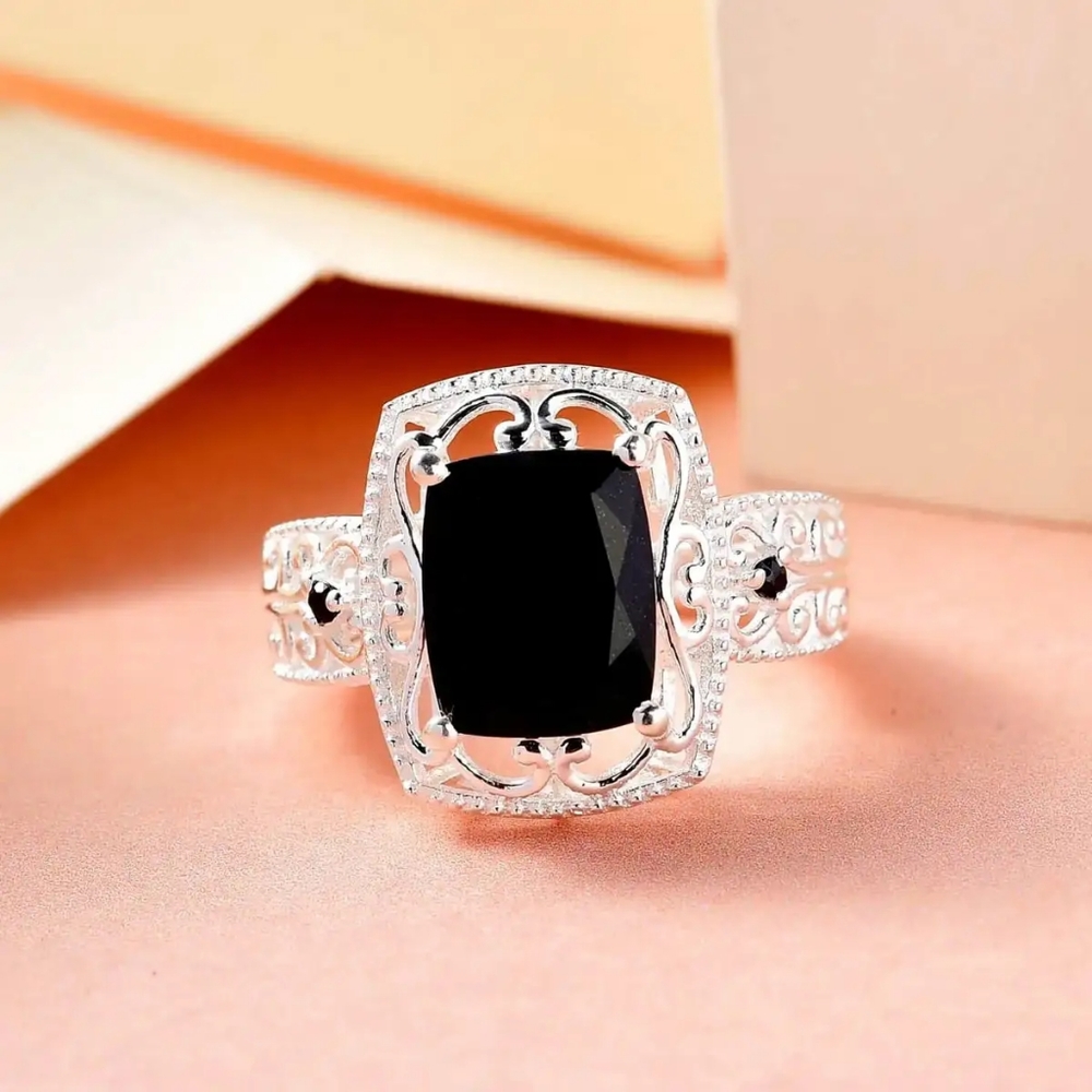 NWOT Host Pick Australian Black Tourmaline Ring , Thai Black Spinel - Picture 4 of 6